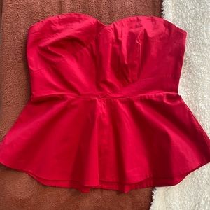 Red Peplum Tube Top